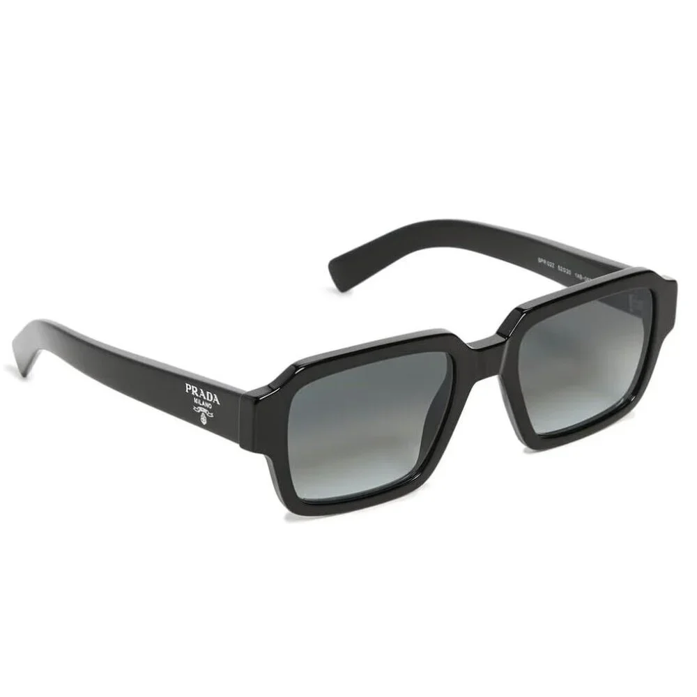 Prada PR 02ZS Square Sunglasses Black Plastic Dark Grey Gradient Silver Unisex - Picture 2 of 14